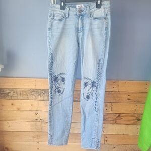 Paige Light Blue Embroidered Jeans
